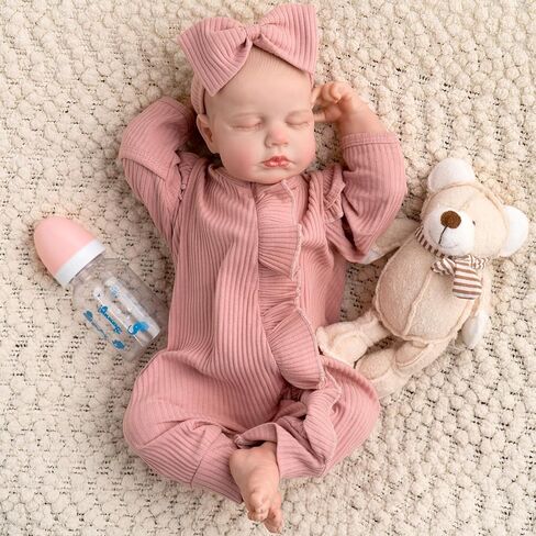 Jirachi Lifelike Reborn Baby Dolls Girl, 18-inch Full Body Soft Vinyl Sleeping Realistic Newborn Baby Dolls Anatomically Correct Real Life with Feeding Toy for Kids Age 3+ in Kuwait