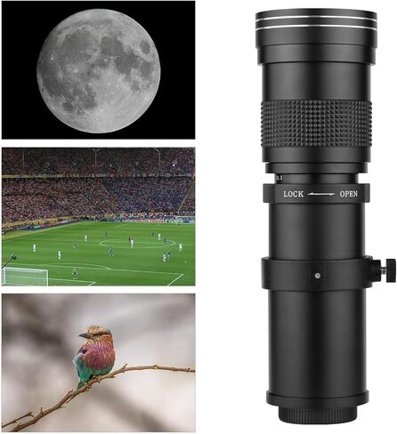 Andoer 420-800mm f/ 8.3 Manual Telephoto Zoom Lens for Canon EOS Rebel SL2 SL1 T3 T3i T4i T5 T5i T6 T6i T6s T7 T7i 4000D 6D 7D 60D 70D 77D 80D 5D II/III/IV 550D 650D in Saudi Arabia