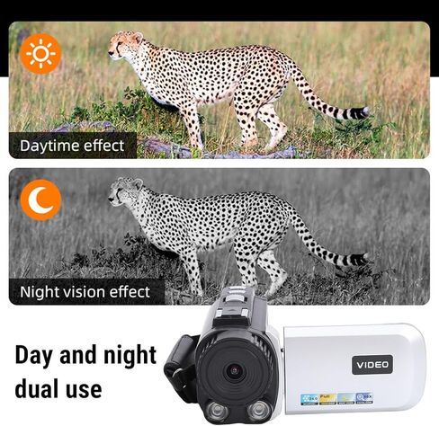 Jiawu Video Camera Camcorder, Digital Camera Recorder with with Infrared Night Vision, Full HD 1080P 24MP 3.0 Inch 270 Degree Rotation LCD 18X Digital Zoom Camcorder (Silver Gray) in Saudi Arabia