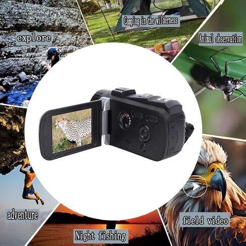 Jiawu Video Camera Camcorder, Digital Camera Recorder with with Infrared Night Vision, Full HD 1080P 24MP 3.0 Inch 270 Degree Rotation LCD 18X Digital Zoom Camcorder (Silver Gray) in Saudi Arabia