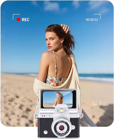 Bewinner CCD Digital Vlog Camera, Retro Vintage Tiny Camera with 1.47 Inch HD Flip Screen, Keychain Digital Camcorder for Students Photography Travel Vlogging in Saudi Arabia