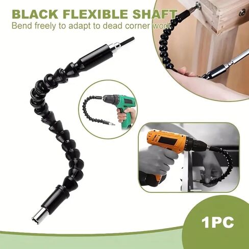 1pc Hex Shank Drill Bit Extension Bar Flexible Metal Bendable Plastic Coiled Cable with 1/4" Inner Hex Head, Black Electric Screwdriver Accessory for Tight Spaces & Corner Work in Saudi Arabia