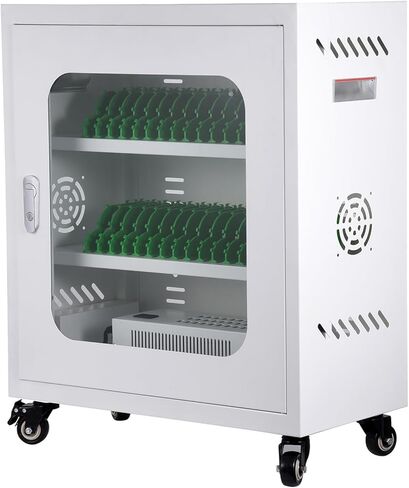 30-Bay Locking Laptop and Tablet Charging Station,Mobile Storage Cart with Charger Cable Management,Devices up to 14 Inches,Cell Phone Locker with Charger,Black in Saudi Arabia