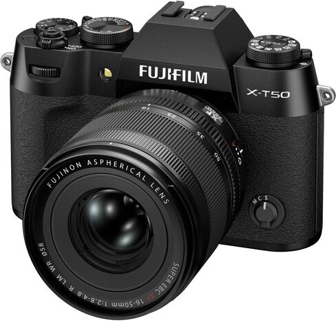 Fujifilm X-T50 مع عدسة XF 16-50 ملم باللون الأسود (16828507) تتضمن الحزمة: بطاقة ذاكرة 128 جيجابايت، بطارية قابلة للشحن 2X، شاحن بطارية، طقم فلتر، حقيبة كاميرا، قارئ بطاقات، مجموعة تنظيف كاملة in Saudi Arabia