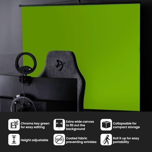 Arozzi شاشة خضراء فائقة الاتساع مقاس 63 بوصة × 62 بوصة خلفية شاشة خضراء محمولة قابلة للطي ومقاومة للتجاعيد للتصوير الفوتوغرافي والفيديو قابلة للطي in Kuwait