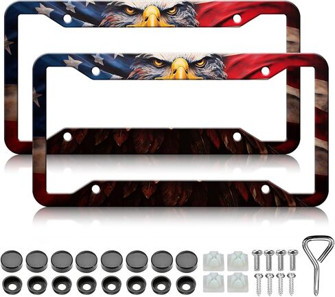 HCSS Wolf License Plate Frames - 2 Pack Wolf Moon License Plate Holder, Aluminum Metal Rust-Proof Waterproof Car Decorative Tag Frame for Standard US 12x6 Inch in Saudi Arabia