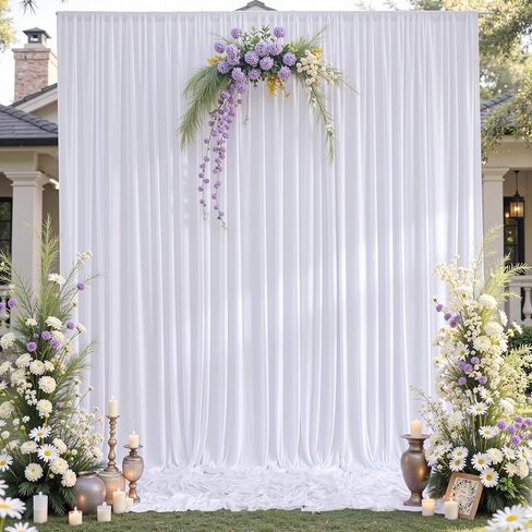gogoparti 10ft x 12ft ستارة خلفية عاجية خالية من التجاعيد لحفلات الزفاف، بوليستر سميك 2 لوح 5x12ft لحفلات الزفاف وأعياد الميلاد وحفلات الهالوين وخلفية التصوير الفوتوغرافي in Kuwait