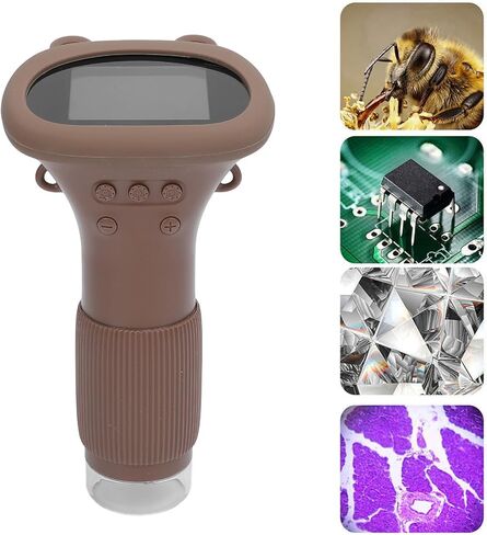 مجهر رقمي 1000X مجهر محمول مع شاشة ملونة 2.0 بوصة وعدسة HD لمراقبة الأشياء أثناء السفر والاستخدام المنزلي بني داكن in Kuwait