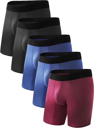 Incontinence Underwear for Men Washable Cotton Leak Proof Boxer Briefs with Long Legs for Bladder Leakage 5 Pack in Saudi Arabia