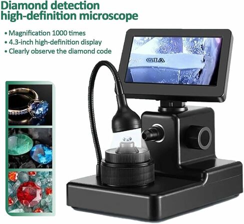 عارض حزام الماس الرقمي، مجهر حزام الماس، مجهر رقمي LCD 4.3 بوصة، مجموعة مجهر بيولوجي لفحص المجوهرات، معالجة الماس in Kuwait