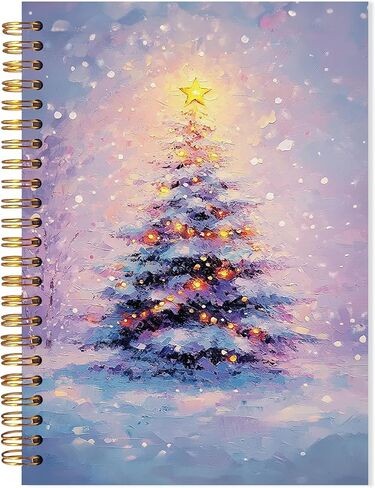 LADOCK Merry Christmas Tree Spiral Notebook, Winter Reindeer Christmas Journal, Snowy Snowflake Xmas Notebook, Holiday Xmas Tree Deer Journal, 5.5x8.3 in Saudi Arabia
