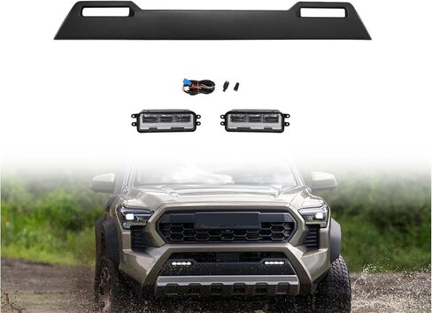 Complete Front Bumper Grille Assembly Compatible with 2024-2025 Toyota Tacoma with Fog Light Brackets & Valance | Direct Replacement | Textured Black Finish in Saudi Arabia