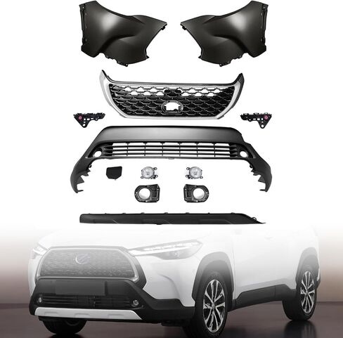 Complete Front Bumper Grille Assembly Compatible with 2024-2025 Toyota Tacoma with Fog Light Brackets & Valance | Direct Replacement | Textured Black Finish in Saudi Arabia