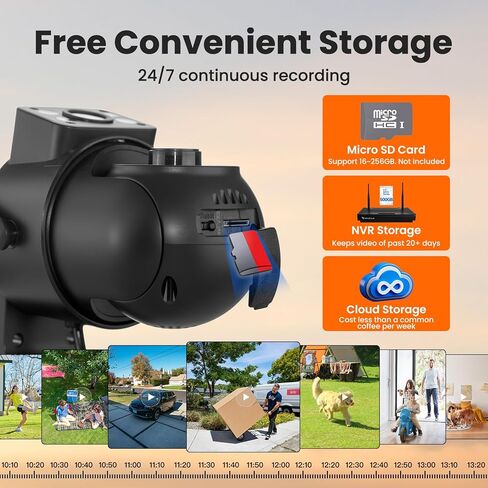 نظام أمان لاسلكي 2 في 1 بعدسة مزدوجة (10CH ​​4K NVR +6 كاميرات) - شبكة WiFi طويلة المدى 6، بدون رسوم شهرية، تخزين 500 جيجابايت، اكتشاف الذكاء الاصطناعي، مجال رؤية 180 درجة، IP66 مقاوم للماء للمنزل/المكتب/الخارج in Kuwait