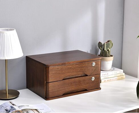 Flat File Cabinet - Solid Wood Storage Box, Wooden Desktop Storage Box with Lockable Drawers, Office Supplies A4/Receipt File Organizer, Locking Filing Cabinet 2/3/4 Drawers(3 Layer) in Kuwait