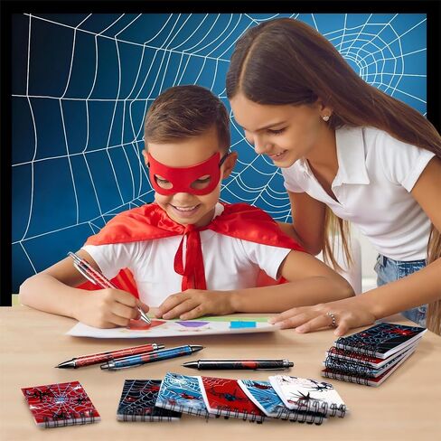 48 PCS Decorations Party Party تشمل 24 جهاز كمبيوتر SPIDER SPIDER Notepads MINI Notebooks 24 PCS Spider Point Pens for Spider Party Form in Saudi Arabia