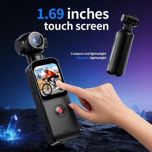 HURRISE 5K Action Camera with ELS Stabilization, 270° Rotating Lens & 150° Ultra Wide Angle, 1.69" HD Screen, USB-C Rechargeable Sports Camera for Smooth Video, Vlogging, Travel & Outdoor in Saudi Arabia