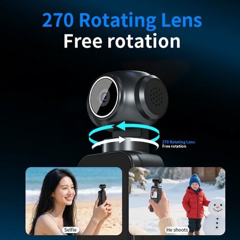 HURRISE 5K Action Camera with ELS Stabilization, 270° Rotating Lens & 150° Ultra Wide Angle, 1.69" HD Screen, USB-C Rechargeable Sports Camera for Smooth Video, Vlogging, Travel & Outdoor in Saudi Arabia