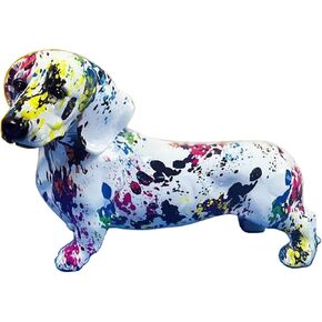 Graffiti Dachshund Dog Statue Sculpture Animal Art Figurine Home Decoration for Living Room Bedroom Book Shelf TV Cabinet Desk Top Decor Table Centerpieces Ornaments in Kuwait