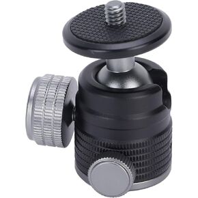 Tripod Ball Head Mount Geared Mini Hot Shoe Adapter 1/4 Inch Aluminum Alloy - 360° Swivel, Dual - Knob Control for DSLR Camera, Mobile Phone Supports in Saudi Arabia