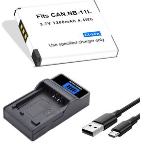 1 حزمة بطارية NB-11L NB-11LH مع شاحن USB نحيف متوافق مع Canon PowerShot Elph 360 Elph 350 Elph 340 Elph 190 Elph 180 Elph 160 Elph 150 Elph 140 Elph 135 Elph 130 Elph 110، SX420 عبارة عن كاميرا in Kuwait