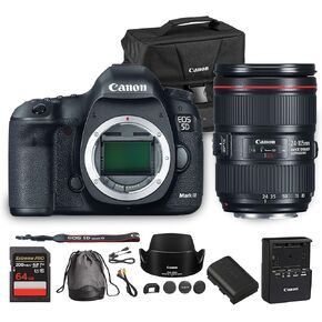كاميرا كانون EOS 5D Mark III DSLR | مستشعر CMOS كامل الإطار بدقة 22.3 ميجابكسل، ومعالج DIGIC 5+ وفيديو عالي الدقة | رائعة لحفلات الزفاف والصور الشخصية والمناسبات (5260B002) + حقيبة Canon EOS 200ES + بطاقة سعة 64 جيجابايت in Kuwait