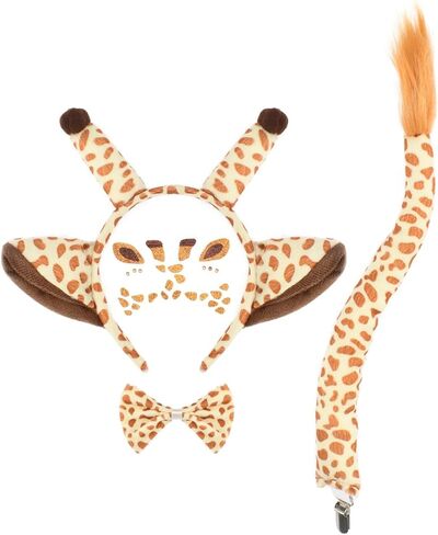 4 PCS Giraffe Ears and Tail Set for Kids and Adults-Halloween Christmas Festival Theme Party Cosplay Giraffe Costume Accessory in Kuwait