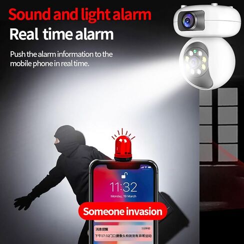 كاميرات أمنية، كاميرا أمان داخلية بعدسة مزدوجة بدقة 4 ميجابكسل، كاميرا أمان منزلية داخلية مع رؤية ليلية عالية الدقة للتتبع التلقائي، نظام كاميرا ذكي in Kuwait