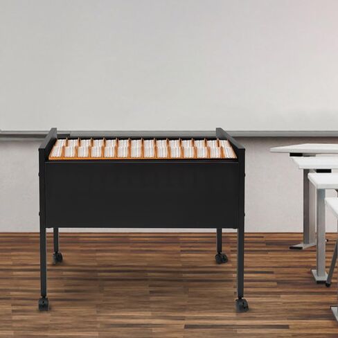 خزانة ملفات cncest ، منظم الملفات مع عجلات ، عربة ملفات التدوير لتعليق الملفات (أسود) in Kuwait