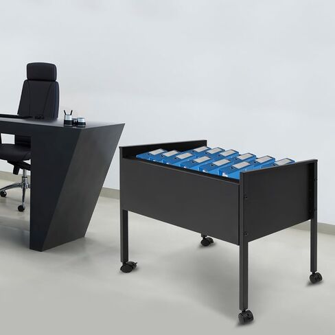 خزانة ملفات cncest ، منظم الملفات مع عجلات ، عربة ملفات التدوير لتعليق الملفات (أسود) in Kuwait