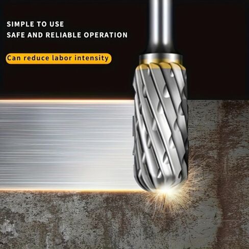 Carbide Rotary Burr Set 10PCS Double Cut Carving Burr Bits Tungsten Carbide 1/8" Shank 1/4" Grinding Head for DIY Carving Metal Polishing Engraving Drilling in Saudi Arabia