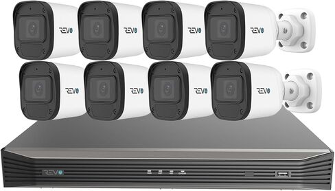 كاميرات Ultra Blue Series 16CH 4K POE H.265 NVR و4 تيرابايت و8X 5 ميجابيكسل داخلية/خارجية تعمل بالأشعة تحت الحمراء مع ميكروفون مدمج - الوصول عن بعد عبر الكمبيوتر الشخصي وMac والهاتف (بدون رسوم شهرية) in Kuwait