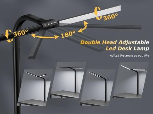 Desk lamp,LED Desk Lamps for Home Office,Eye-Caring Architect Lamp for Desk with Clamp,Dual Screen Computer Monitor Gooseneck Smart Light:24W 10 Color Flexible Adjustable Desk Lamp for Study Drafting in Saudi Arabia