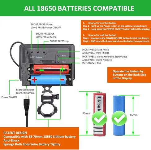 DIY 720p تسجيل الفيديو الرقمي الصيد للرؤية الليلية نطاق بندقية أحادية كاميرا VCR مع شاشة LCD، 850nm الأشعة تحت الحمراء مصباح يدوي الأشعة تحت الحمراء للصيد التكتيكي (بطاقة MicroSD والبطارية غير المدرجة) in Kuwait