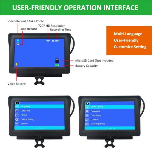 DIY 720p تسجيل الفيديو الرقمي الصيد للرؤية الليلية نطاق بندقية أحادية كاميرا VCR مع شاشة LCD، 850nm الأشعة تحت الحمراء مصباح يدوي الأشعة تحت الحمراء للصيد التكتيكي (بطاقة MicroSD والبطارية غير المدرجة) in Kuwait