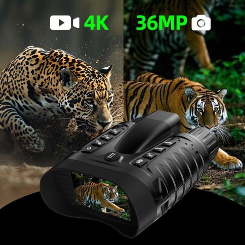 نظارات رؤية ليلية مع محدد المدى، مناظير رؤية ليلية 4K للبالغين مع شاشة HD 3.2 بوصة وبطارية قابلة لإعادة الشحن 4500 مللي أمبير في الساعة، بطاقة TF سعة 64 جيجابايت، نطاق عرض 1600 قدم للصيد والتخييم in Saudi Arabia