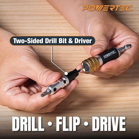 مثقاب ثنائي الجانب من POWERTEC وريشة السائق مع محول ساق سداسي 1/4 بوصة، لحفر الثقوب التجريبية والتجويف المضاد، وتثبيت براغي المحرك المربعة رقم 2، 1 PK (72293) in Kuwait