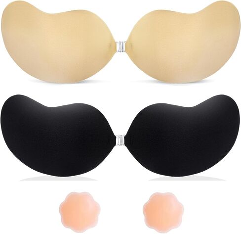 Invisible Sticky Bra Strapless Adhesive Bras Silicone Stick on Push Up Seamless Reusable Backless Bra for Women 2pack in Saudi Arabia