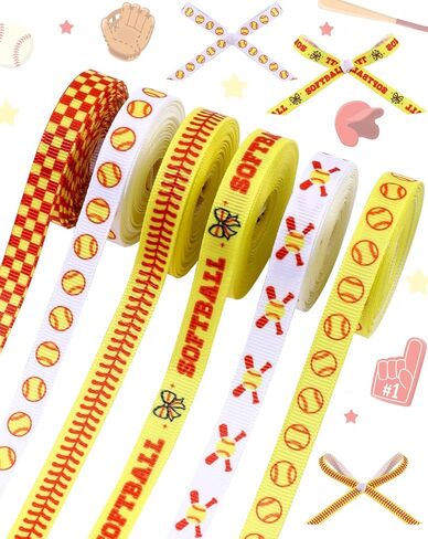 6 Rolls 30 Yards Golf Ribbon for Gift Wrapping 3/8" Inch Golf Crafts Fabric Ribbon Golf Theme Grosgrain Ribbon for Sports Events Party Decorations DIY Wreath Sewing Supplies in Saudi Arabia