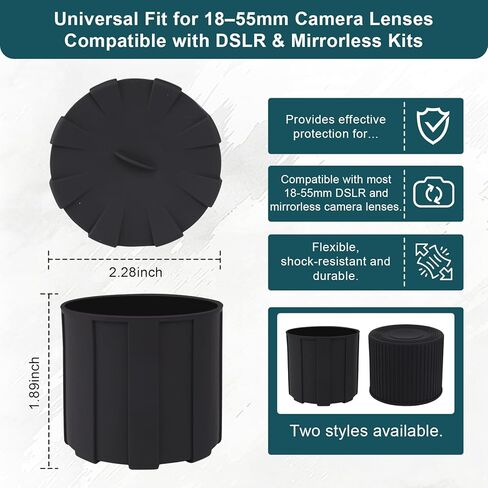 غطاء عدسة 18-55 مم، غطاء عدسة كاميرا عالمي لكاميرات DSLR والكاميرات بدون مرايا، واقي عدسة أمامي مرن، غطاء عدسة مقاوم للغبار والخدش، طرازان in Saudi Arabia