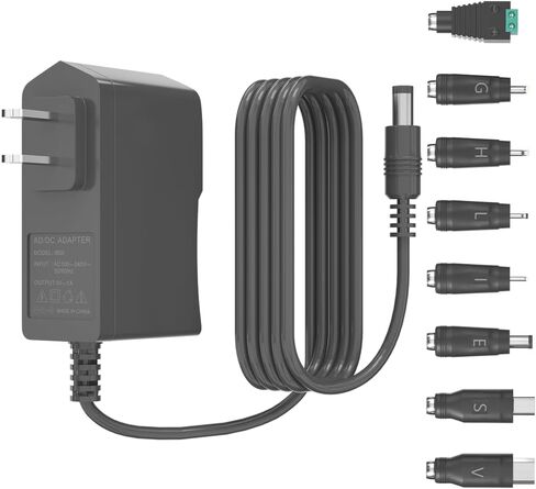 12 Volt 2A Power Adapter Supply AC to DC 2.1/2.5mm X 5.5mm Plug 12v 2 Amp Wall Plug Long 1m Cord Replacement Charger for Security CCTV Camera Speaker LCD Monitor in Saudi Arabia