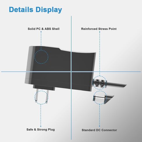 12 Volt 2A Power Adapter Supply AC to DC 2.1/2.5mm X 5.5mm Plug 12v 2 Amp Wall Plug Long 1m Cord Replacement Charger for Security CCTV Camera Speaker LCD Monitor in Saudi Arabia