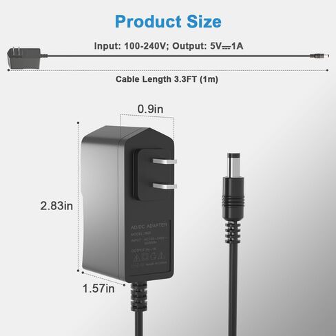 12 Volt 2A Power Adapter Supply AC to DC 2.1/2.5mm X 5.5mm Plug 12v 2 Amp Wall Plug Long 1m Cord Replacement Charger for Security CCTV Camera Speaker LCD Monitor in Saudi Arabia