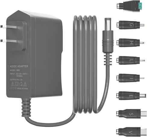 12 Volt 2A Power Adapter Supply AC to DC 2.1/2.5mm X 5.5mm Plug 12v 2 Amp Wall Plug Long 1m Cord Replacement Charger for Security CCTV Camera Speaker LCD Monitor in Saudi Arabia