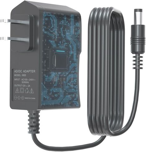 12 Volt 2A Power Adapter Supply AC to DC 2.1/2.5mm X 5.5mm Plug 12v 2 Amp Wall Plug Long 1m Cord Replacement Charger for Security CCTV Camera Speaker LCD Monitor in Saudi Arabia