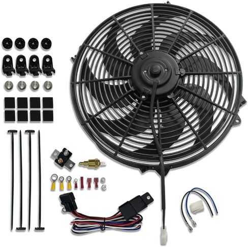 16 "مروحة تبريد الرادياتير الكهربائية Slim Blade 12V 3000CFM مع مجموعات التجميع ومجموعة ترمر الترموستات in Kuwait