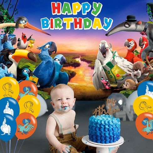 ريو فيلم حفلة عيد ميلاد الديكور، خلفية صورة حفلة الفيلم 5 × 3 قدم و 18 قطعة بالون، لوازم خلفية حفلة ميرش in Kuwait