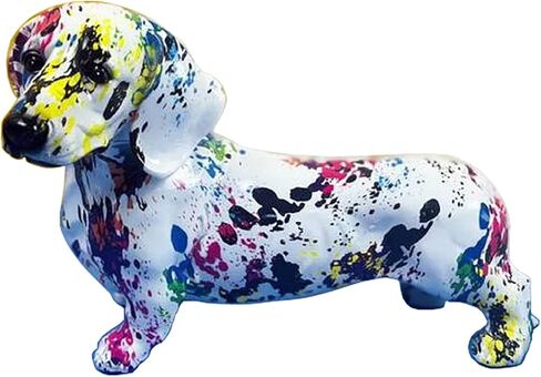 Graffiti Dachshund Dog Statue Sculpture Animal Art Figurine Home Decoration for Living Room Bedroom Book Shelf TV Cabinet Desk Top Decor Table Centerpieces Ornaments in Kuwait