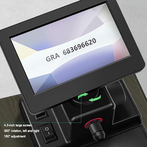 مجهر رقمي Diamond Girdle Viewer 50-1500X مع شاشة 4.3 بوصة وإضاءة LED - تكبير دقيق لرمز الخصر الماسي لتحديد الأحجار الكريمة in Kuwait
