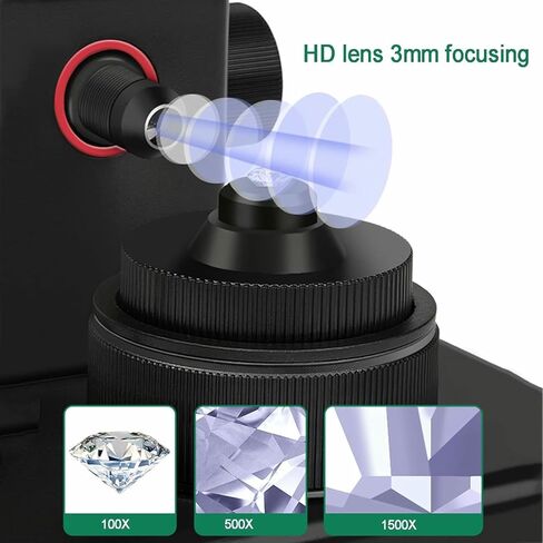 مجهر رقمي Diamond Girdle Viewer 50-1500X مع شاشة 4.3 بوصة وإضاءة LED - تكبير دقيق لرمز الخصر الماسي لتحديد الأحجار الكريمة in Kuwait